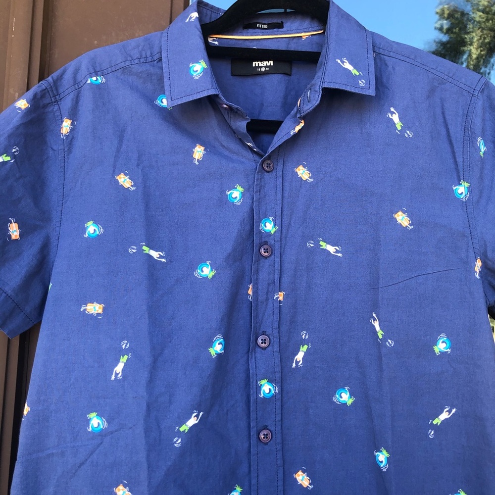 Mavi Fitted Short Sleeve Buttoned Pool Shirt S